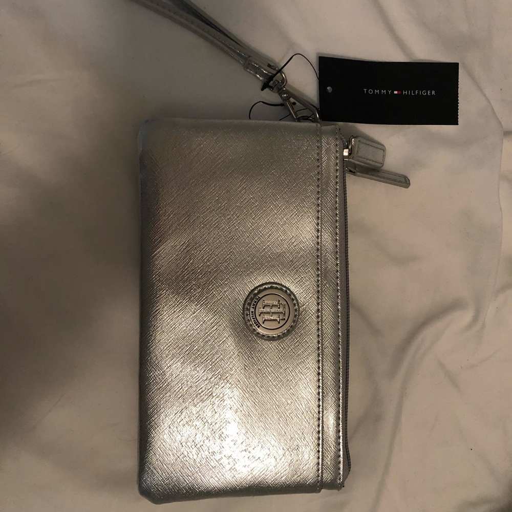 TOMMY HILFIGER silver wristlet